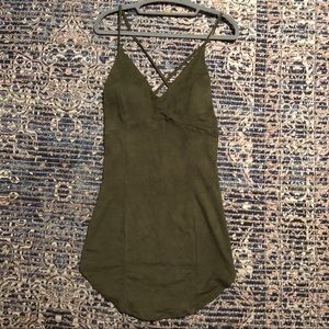 Dark Green Suede Mini Dress